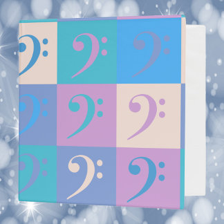 Bass Clef Music Pattern Pastel 3 Ring Binder