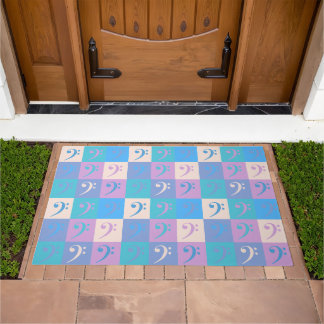 Bass Clef Music Pattern Pastel Doormat