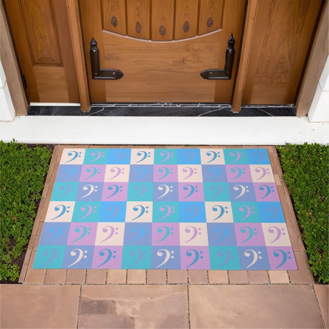 Bass Clef Music Pattern Pastel Doormat (Outdoor)