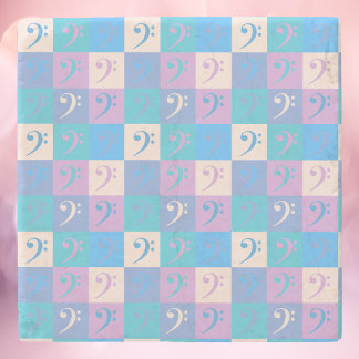 Bass Clef Music Pattern Pastel Stone Coaster