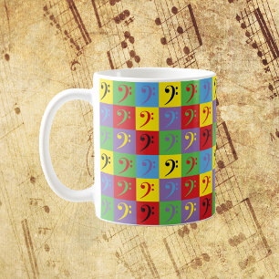Bass Clef Music Pop Art Rainbow Pattern Coffee Mug