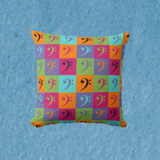 Bass Clef Musical Pattern Orange Pink Purple Throw Pillow