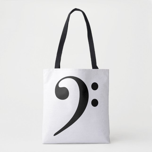 Bass Clef Musical Tote Bag (Front)