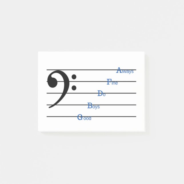 Bass Clef Notes (Line Rhymes) (Front)