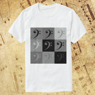 Bass Clef Pattern in Black and Gray T-Shirt