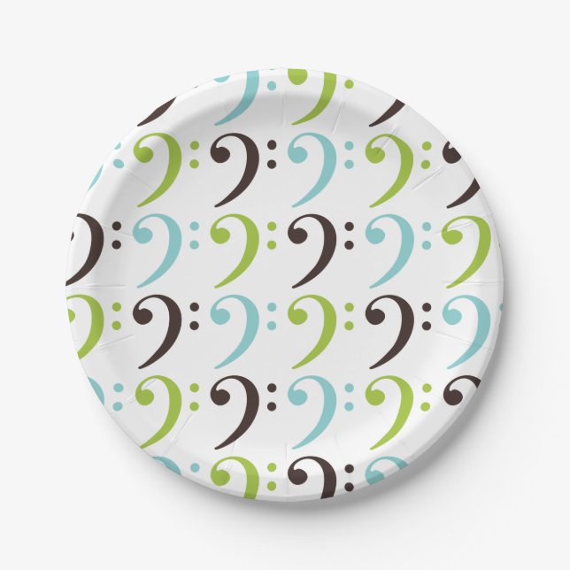Bass Clef Pattern Paper Plates (Front)