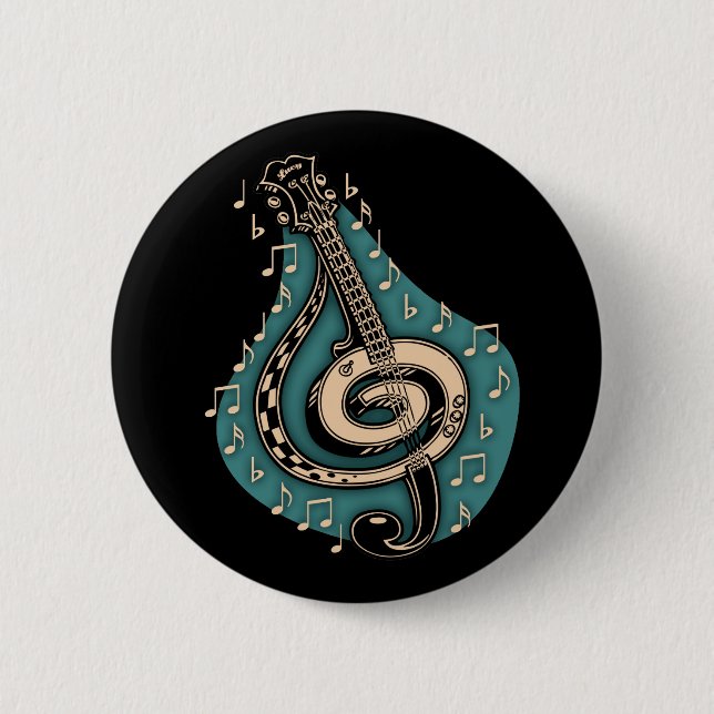 Bass Clef Pinback Button (Front)