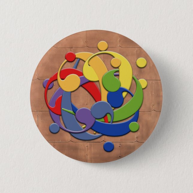 Bass Clef Rainbow Ball Puzzle Button (Front)