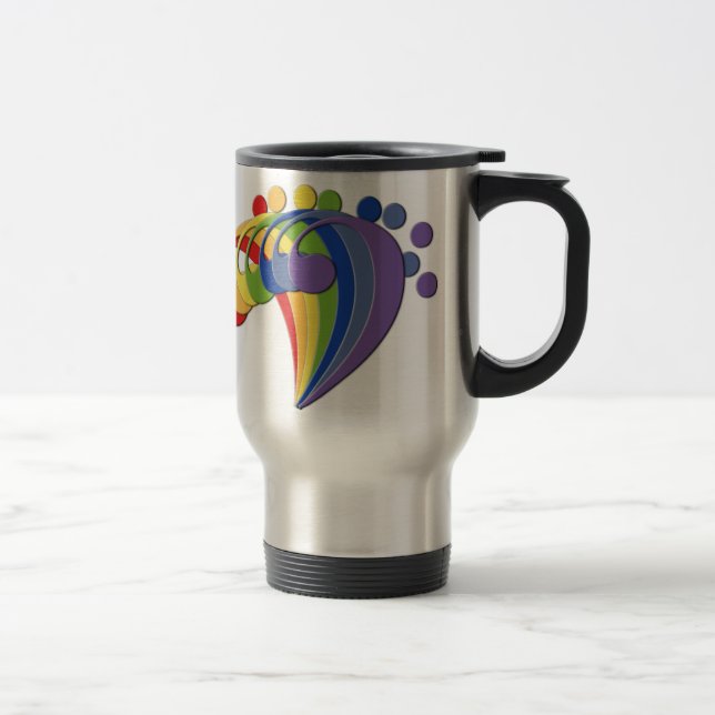 Bass Clef Rainbow Fan Travel Mug (Right)
