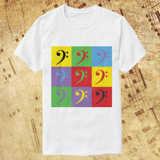 Bass Clef Rainbow Music Pattern T-Shirt