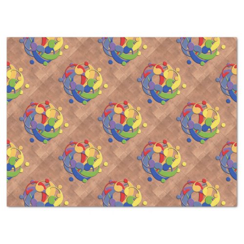 Bass Clef Rainbow Puzzle Ball on Copper Shingles Tissue Paper