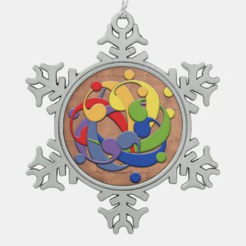 Bass Clef Rainbow Puzzle Ball Snowflake Pewter Christmas Ornament by missprinteditions at Zazzle