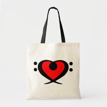 Bass Clef Red Heart Bag by zortmeister at Zazzle