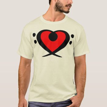 Bass Clef Red Heart Shirt by zortmeister at Zazzle