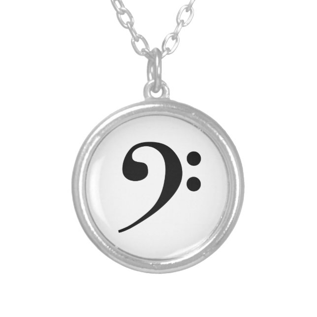 Bass Clef Silver Plated Necklace (Front)