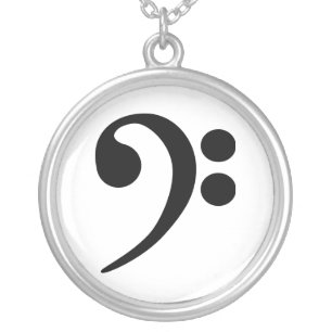 Bass Clef Silver Plated Necklace