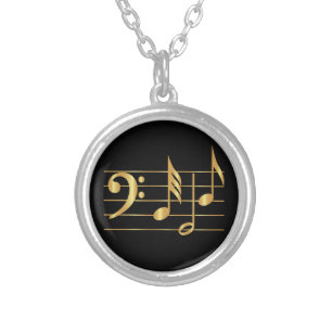 Bass clef silver plated necklace