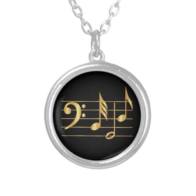Bass clef silver plated necklace (Front)