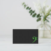 Bass Clef Symbol Green Musician Business Card (Standing Front)