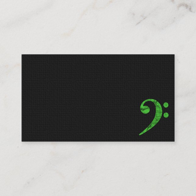 Bass Clef Symbol Green Musician Business Card (Front)
