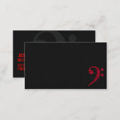 Bass Clef Symbol. Red Musician Business Card (Front/Back)