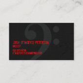 Bass Clef Symbol. Red Musician Business Card (Back)