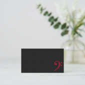 Bass Clef Symbol. Red Musician Business Card (Standing Front)