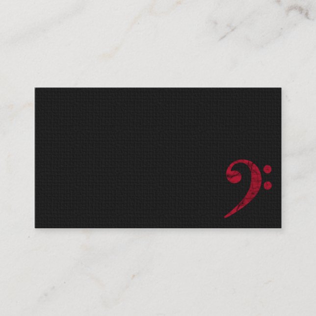 Bass Clef Symbol. Red Musician Business Card (Front)
