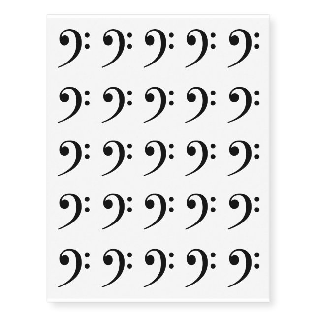 Bass Clef Temporary Tattoos (Front)