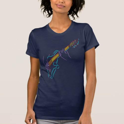 Bass Colorful silhouette of an electric guitar T_Shirt
