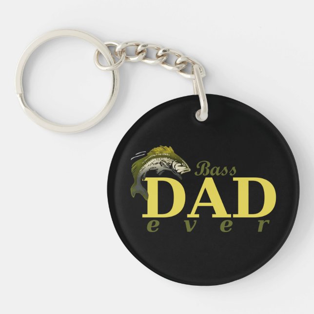 Bass Dad Ever Best Dad Pun Keychain (Front)