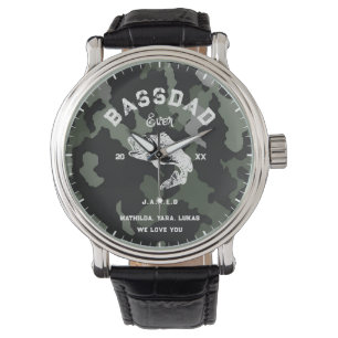 BASS DAD EVER Funny Fishing Father's Day Camouflag Watch
