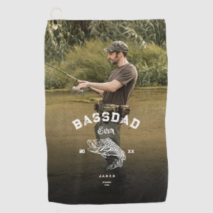 BASS DAD EVER Funny Fishing Father's Day Golf Towel
