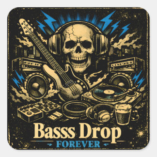 Bass Drop – Low Frequency Music Power Square Sticker