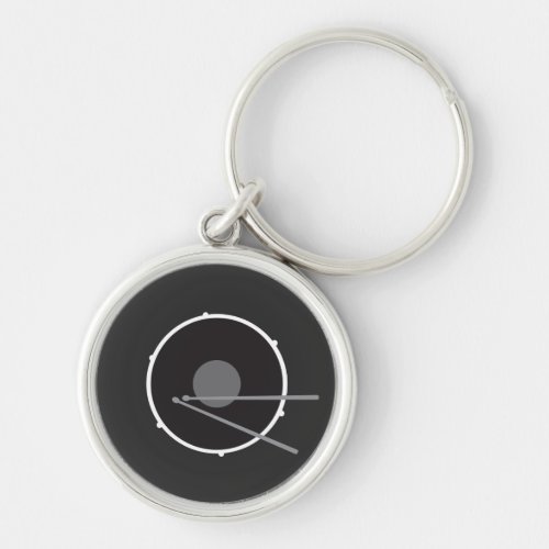 Bass Drum Black and White Minimal Modern Keychain