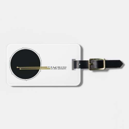 Bass Drum Black White Music Lover Return Address Luggage Tag