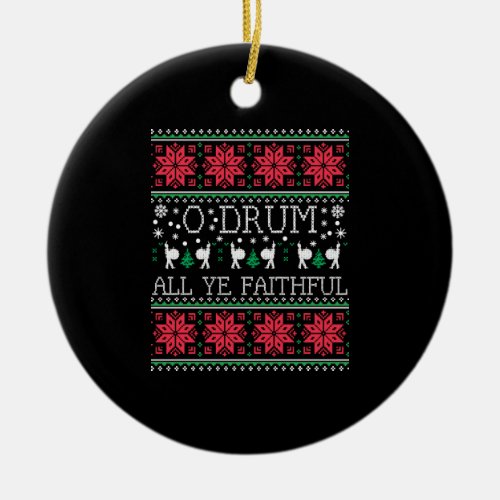 Bass Drum Drummer Christmas Ugly Sweater Gift Ceramic Ornament