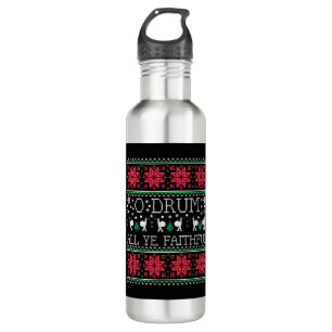 Bass Drum Drummer Christmas Ugly Sweater Gift Stainless Steel Water Bottle