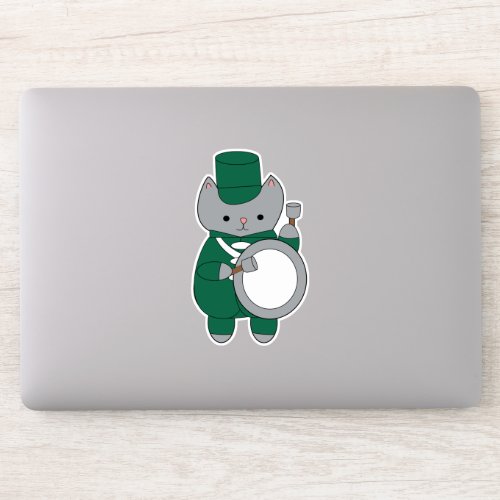 Bass Drum Marching Band Cat Green White Sticker