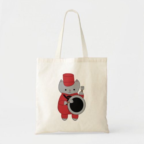 Bass Drum Marching Band Gray Cat Red Black Tote Bag