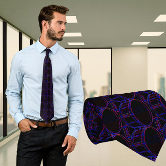 Bass Drum Neon Colors in Dark Pattern Necktie