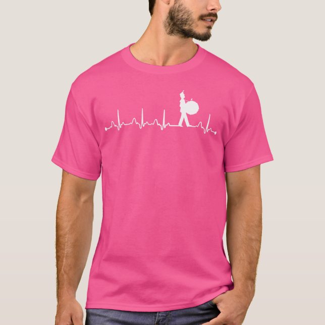 Bass Drum Player Heartbeat Ekg Funny Bass Drummer T-Shirt (Front)