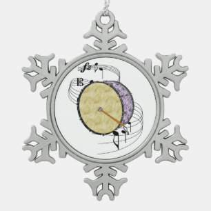Bass Drum Snowflake Pewter Christmas Ornament
