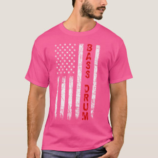 Bass Drum Vintage American Flag Patriotic Drummer T-Shirt
