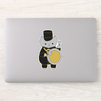 Bass Drummer Marching Band Cat Black Yellow Gold  Sticker
