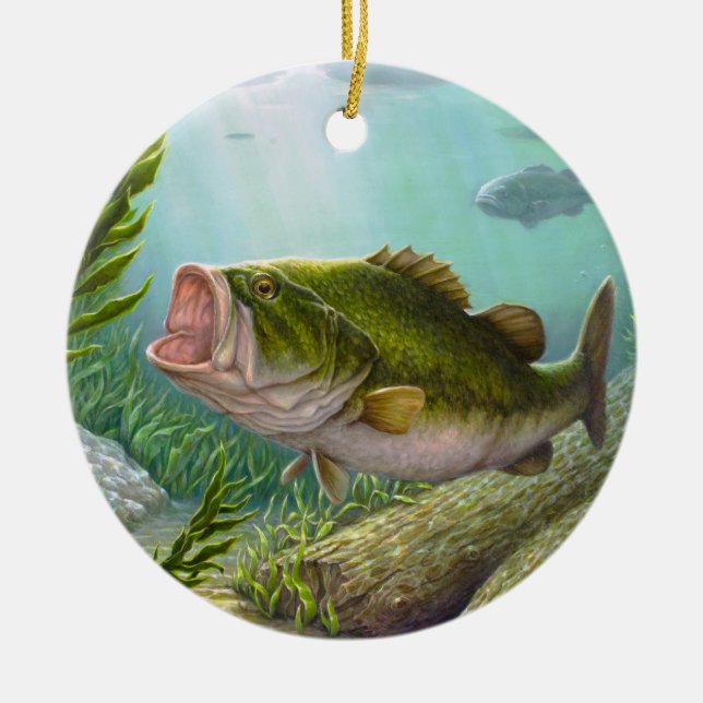 Bass Fish Ceramic Ornament (Front)