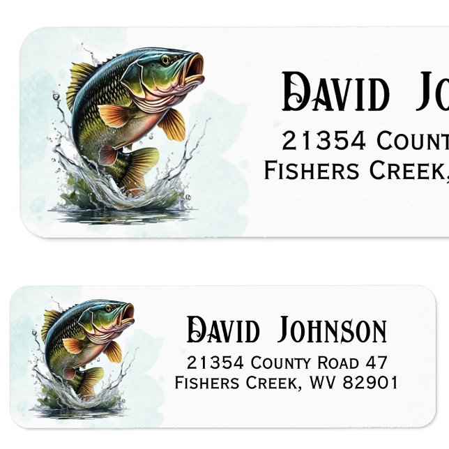 Bass Fish Fisherman Return Address Label (Bass Fish Fisherman Return Address Label)