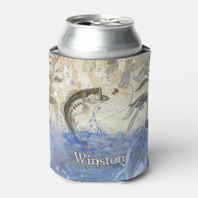 Bass Fish Fly Fishing Lure First Name Can Cooler (Can Front)