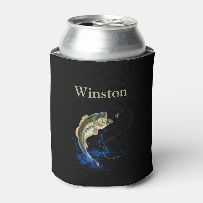 Bass Fish Fly Fishing Lure First Name Can Cooler