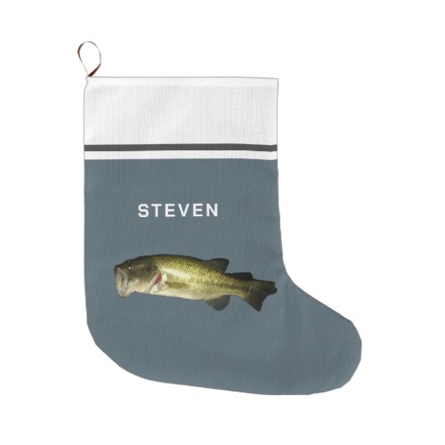 Bass Fish Hobby Mens Personalized Large Christmas Stocking